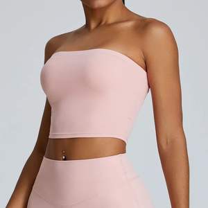 Strapless Sexy Sports Bra for Women Anti-Sweat Fitness Crop Top Breathable Yoga Bra Shockproof Gym Workout Top <b>Knee</b> Solid - Product Image 2