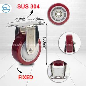 Manufacturer's Medium Duty Stainless Steel SUS 304 316 <b>Caster</b> <b>Wheels</b> 3\"4\"5\" Inch Industrial PU <b>Caster</b> in Red Color - Product Image 5