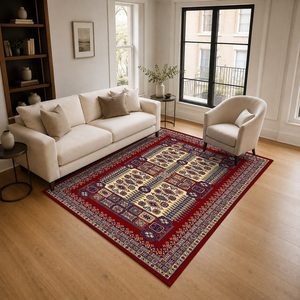 RUGS DEPOT LXDP-0260 Wholesale Red Burgundy Designer Pattern Digital Printed Machine Washable Chenille Area Rug Non <b>Slip</b> - Product Image 2