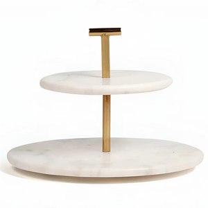 Hot Selling Round Marble Stone with Metal Handle <b>Cake</b> and Dessert Stand <b>Cake</b> <b>Tools</b> Creative Modern <b>Cake</b> & Pastries Stand - Product Image 1