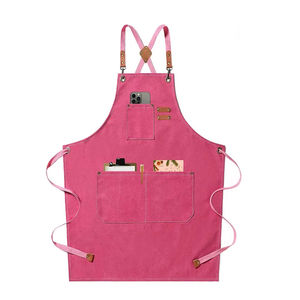Tablier de chef en toile de coton pour hommes et femmes avec de grandes poches Tablier de travail réglable à dos croisé robuste - Product Image 1