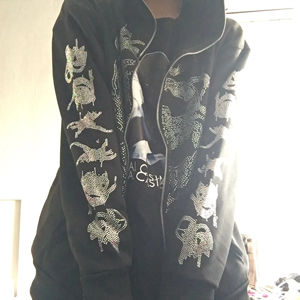 Sweat à capuche en polaire délavée vintage personnalisé pour hommes avec fermeture éclair au soleil en strass avec broderie d'appliques en détresse intense Streetwear pour l'hiver - Product Image 5