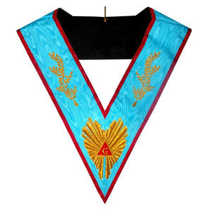 2025 Masonic Regalia Worshipful Master Collar bordado cuero cosido insignia AASR Collar - Product Image 2