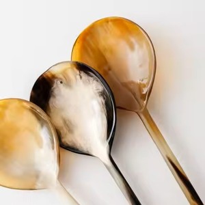 Juego de Cuchillo y Cucharas de Servir Hechas a Mano con Cuerno de Búfalo Ecológico con Diseño Moderno para Bodas, Navidad, Fogatas y Fiestas - Product Image 6