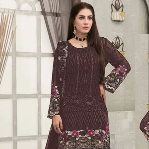 Heavy Faux Georgette con trabajo bordado Fancy Work & Damian 9 mm Sequence Ready Made Fancy Lace Palazzo Suit - Product Image 1