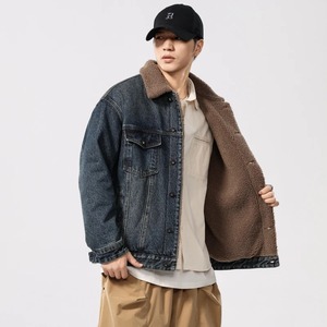 <b>Men's</b> Autumn Winter Thicken Denim Jacket <b>Men</b> Faux Fur Liner Fashion Loose Casual Plus Size Denim Jackets <b>Jeans</b> Coat Outerwear - Product Image 3