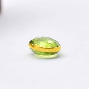 Faceted Oval Peridot Quartz Gemstone Charm Gold Electroplated Single <b>Bail</b> <b>Pendant</b> (8x10mm) Jewelry - Product Image 6