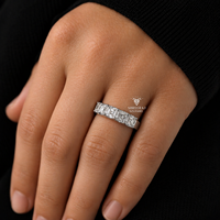 Bague demi-éternité pour femme en or blanc 14K avec diamant de laboratoire taille Asscher certifié IGI, 3,5 mm, pour fiançailles, mariage, fête, personnalisable