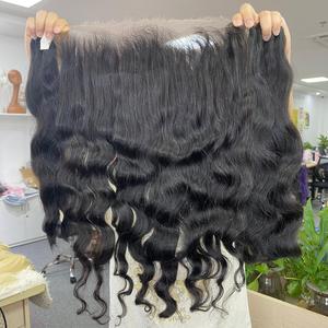 Grado 12A Extensiones de cabello vietnamita crudo Patrón ondulado y ondulado 13x6 HD Pelucas de cabello humano de encaje HD Frontal de encaje para mujeres negras - Product Image 1