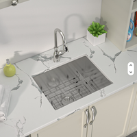 Évier de buanderie encastrable en acier inoxydable brossé de calibre 16, 24*18*12 pouces, avec robinet et distributeur de savon, certifié CUPC