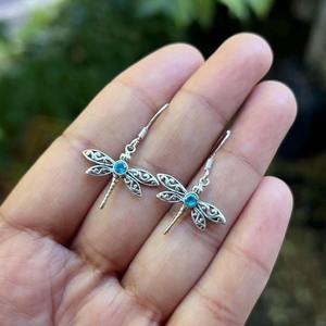 925 argent Sterling bleu topaze pierres précieuses boucles d'oreilles bijoux à la main argent Boho Style boucles d'oreilles bijoux pour femmes cadeau de mariage femme - Product Image 3