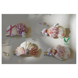 กิ๊บติดผมสไตล์โบฮีเมียนอุปกรณ์เสริมผมเปลือกหอยทำด้วยมือจากเวียดนามสำหรับการถ่ายภาพของที่ระลึกและร้านค้าแฟชั่นที่ยั่งยืน - Product Image 3