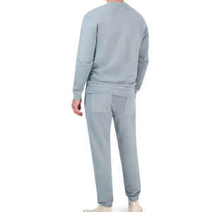 Ensemble survêtement décontracté pour homme, sur mesure, uni, 2 pièces, 100% coton, respirant, séchage rapide - Product Image 3
