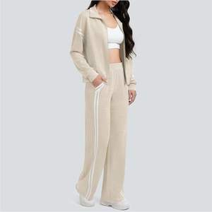 Custom Logo Printed <b>Velvet</b> Jogging <b>Tracksuit</b> Women Two Piece Sets Velour Jacket and Jogger Pants Plus Size - Product Image 2