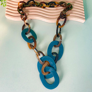 สร้อยคอจี้เขาควายคุณภาพสูงในฮอร์นธรรมชาติและอัญมณีเรซินจี้ควาย - Product Image 1