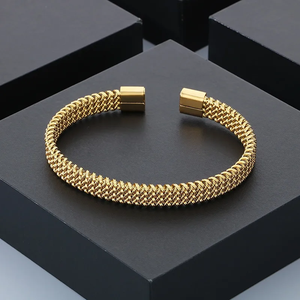 304 Stainless Steel Braided Mesh <b>Bracelet</b> Flat Twist Open Cuff Bangle for <b>Men</b> Use Modern Fashion Jewelry for <b>Men</b> and Women - Product Image 6