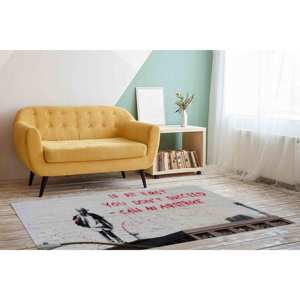 Alfombra con Diseño de Grafiti de Banksy: "Llama a un Ataque Aéreo", Alfombra Decorativa Impresa en 3D, con Pelo Suave - Product Image 3