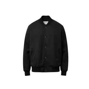 Veste universitaire noire unie, design minimaliste en mélange de laine - Product Image 1