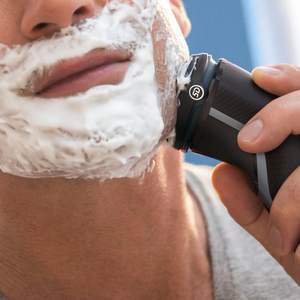 Rasoir électrique rechargeable à double lame, étanche IPX7, rasoir rotatif pour le visage et la barbe, grille de rasage de rechange lavable - Product Image 5