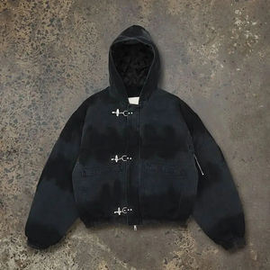 Sweat à capuche oversize personnalisé 2026 avec fermeture éclair, 100 % coton molletonné, uni, style streetwear, hiver, brodé - Product Image 1