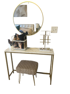 Tables console d'entrée modernes en métal fini or Meubles de salon pour couloir et maison Table console de luxe en or avec dessus en marbre blanc - Product Image 5