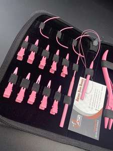 Kit d'outils d'extension de cheveux en acier inoxydable rose vif ensemble pince d'extension de cheveux en gros avec logo personnalisé - Product Image 3
