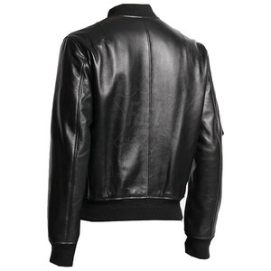 Vestes en cuir véritable Nouveauté Arrivée Personnalisée Coupe-vent Casual Noir Casual Hommes Vestes en cuir Bomber Mode élégante - Product Image 5