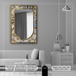 Espejo con Marco de Acero Inoxidable con Recubrimiento PVD, Elegante y Moderno, para Sala de Estar o Dormitorio - Product Image 3