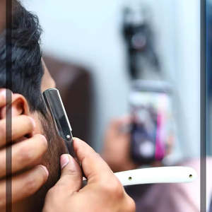 Navaja de Afeitar Profesional de Alta Calidad con Hoja Recta Plegable para Barbería, Navaja de Seguridad para Salón, para Depilación Profesional - Product Image 1