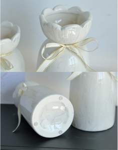 Vase en céramique moderne Art déco Style unique pour herbe de pampa et fleurs séchées Décor d'anniversaire Vase de sol deux couleurs différentes - Product Image 4