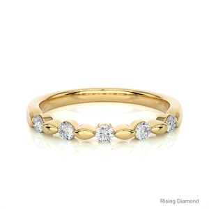 0,25 CTW Round Cut Lab Grown Diamond Wedding Band CVD Anillos de regalo de aniversario en oro amarillo - Product Image 1