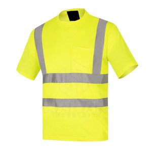 Camisetas de seguridad para uso industrial compatibles con ANSI/EN20471 Cinta reflectante fluorescente transpirable a prueba de agua para una mejor visibilidad - Product Image 1