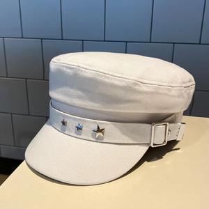 Otoño Invierno estilo retro británico gorras coreanas de calidad superior sombrero de estrella de cuero genuino tamaño ajustable nuevo estilo de mar para mamás - Product Image 4