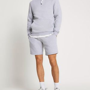 Custom Embroidered Logo 42% Cotton 58% Polyester Side <b>Slip</b> Pockets Elasticated <b>Waist</b> Light Grey Regular Fit Jersey Shorts - Product Image 3