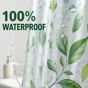 ARODDY Fournisseur de <span class=keywords><strong>rideaux</strong></span> de <span class=keywords><strong>douche</strong></span> en PEVA à imprimé feuilles <span class=keywords><strong>180x180</strong></span>, imperméables, anti-moisissures, motif botanique, séchage rapide, faciles à installer - Product Image 3
