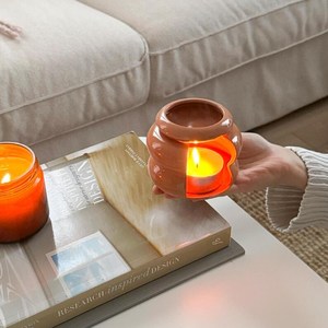 Encensoir d'aromathérapie en céramique Diffuseur d'huiles essentielles et chauffe-bougies électrique Lampe de parfum écologique avec luminosité réglable - Product Image 4