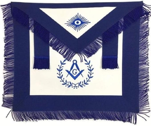 Delantal Masónico Azul de Lujo para Maestro Masón, con Bordado a Máquina, Flecos y Magnético (Azul Marino) - Product Image 6