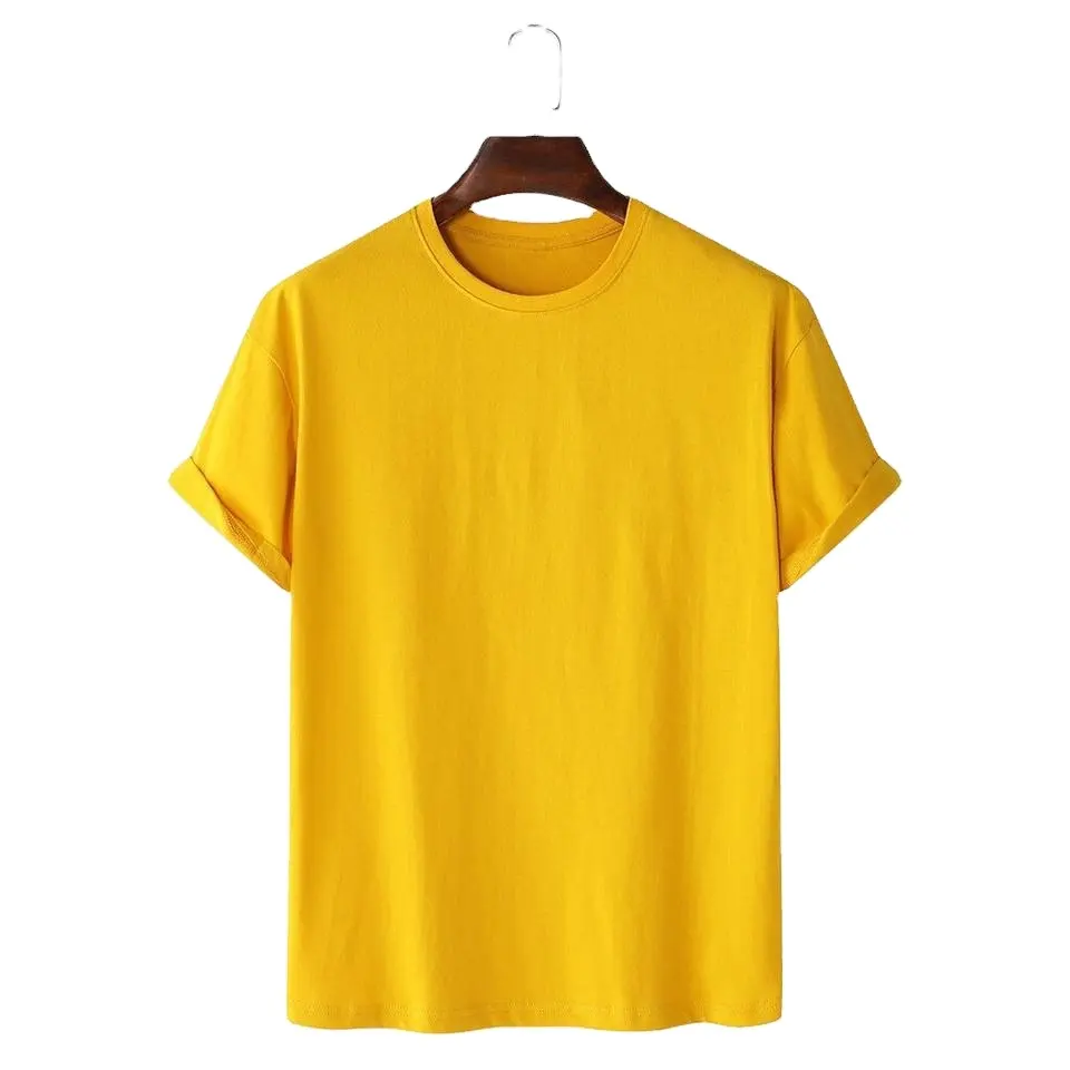 Wholesale Men's Custom 100% Cotton Breathable Round Neck Yellow Graphic Printed Sports Activewear T-Shirts Made By Mazy Sports