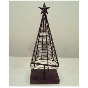 Arbre de Noël en fil métallique avec base en bois dessus de table de Noël décoratif pour une utilisation à la maison - Product Image 1
