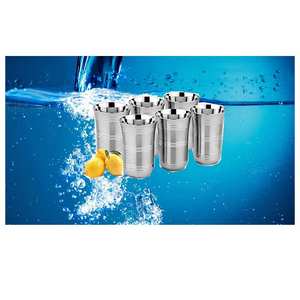 Gobelets à eau réutilisables de style classique en acier inoxydable de haute qualité (ensemble de 6 pièces) Capacité de 500 ml Marque ABK IMPEX Cocktail - Product Image 2