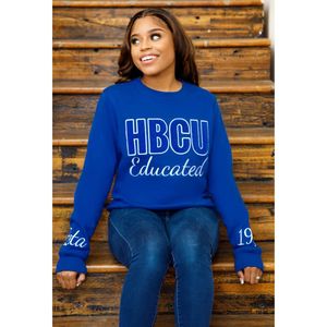 HBCU-Sudadera bordada de chenilla Zeta, jersey de cuello redondo de algodón de primera calidad, azul real, griego, hermandad de mujeres - Product Image 1