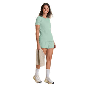 Chemise de yoga unie tendance, vêtements de sport à manches courtes personnalisés, respirant, léger, débardeur court, chemises à séchage rapide pour femmes - Product Image 4