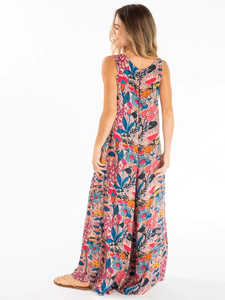 Femmes élégant col en V Maxi nouveauté taille haute imprimé fleuri décontracté Long Midi impression numérique longueur au sol mode en gros - Product Image 4