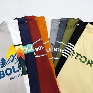 T-shirts graphiques vierges en gros, col rond uni en coton, personnalisez votre texte, impression sérigraphiée avant et arrière - Product Image 2