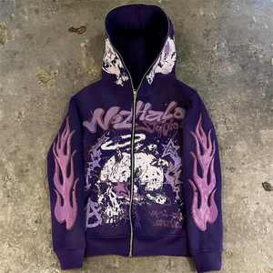 Sweat à capuche zippé en pierre de haute qualité en détresse soleil fané soleil délavé hommes personnalisé 100% coton pull surdimensionné sweat à capuche zippé pour homme - Product Image 5