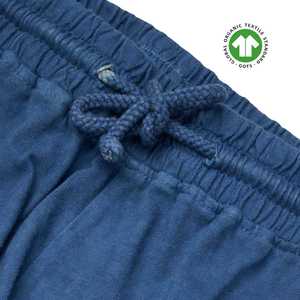 <b>Mens</b> Organic Indigo Jogger Pants - Dark Indigo Blue, 5.4 oz Jersey, Breathable with <b>Stretch</b> Waistband and Ribbed Leg Cuffs - Product Image 4
