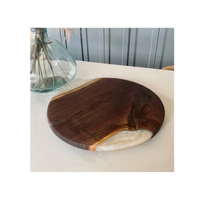 Fournisseur en gros résine et bois avec logo personnalisé Lazy Susan supports de stockage rotatifs ronds en résine blanche - Product Image 1