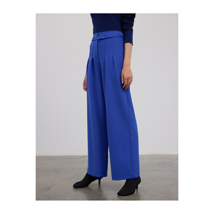 Pantalon large à double pli, anti-plis, avec ceinture cintrée, rose, sax, bleu marine - Product Image 5