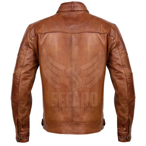 Veste de moto pour homme en cuir véritable, prix imbattable, couleur unie, vente en ligne - Product Image 2