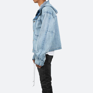 Chaqueta Vaquera Vintage de Alta Calidad para Hombre, Estilo Urbano |   Camisa Azul a Rayas, Ecológica, con Botones, Corte Holgado - Product Image 4